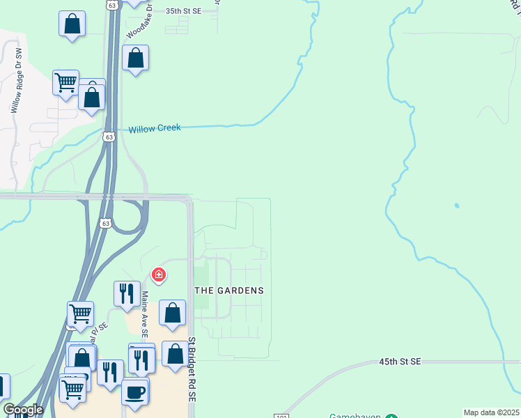 map of restaurants, bars, coffee shops, grocery stores, and more near 4004 Maine Avenue Southeast in Rochester
