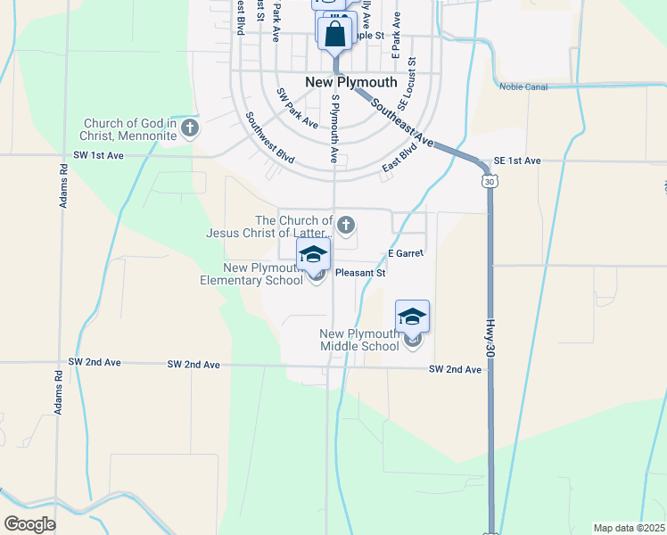 map of restaurants, bars, coffee shops, grocery stores, and more near 704 South Plymouth Avenue in New Plymouth