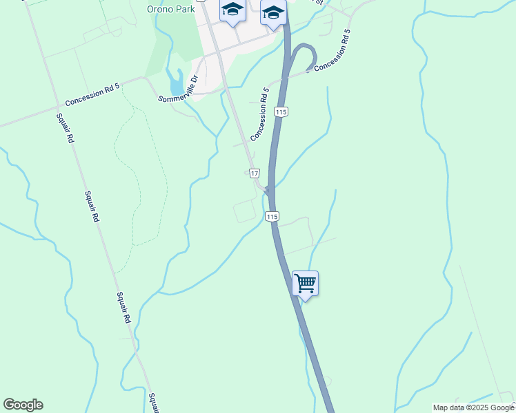 map of restaurants, bars, coffee shops, grocery stores, and more near 82 Irwin Road in Clarington