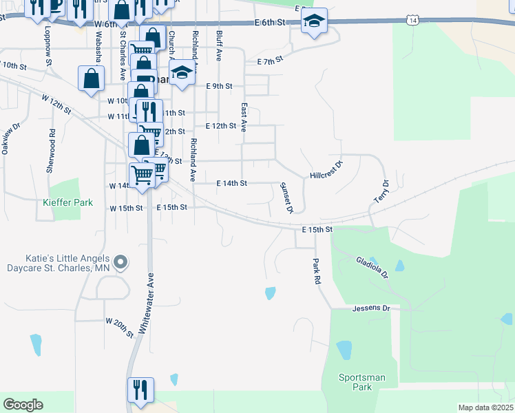 map of restaurants, bars, coffee shops, grocery stores, and more near 836 Clover Court in Saint Charles