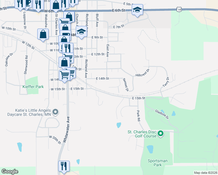map of restaurants, bars, coffee shops, grocery stores, and more near 836 Clover Court in Saint Charles