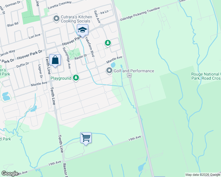 map of restaurants, bars, coffee shops, grocery stores, and more near 210 McKean Drive in Whitchurch-Stouffville