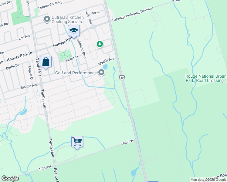 map of restaurants, bars, coffee shops, grocery stores, and more near 245 McKean Drive in Whitchurch-Stouffville