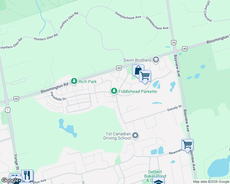 map of restaurants, bars, coffee shops, grocery stores, and more near 462 Worthington Avenue in Richmond Hill