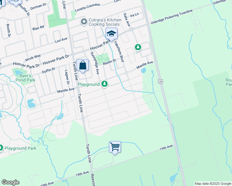 map of restaurants, bars, coffee shops, grocery stores, and more near 169 Wesmina Avenue in Whitchurch-Stouffville