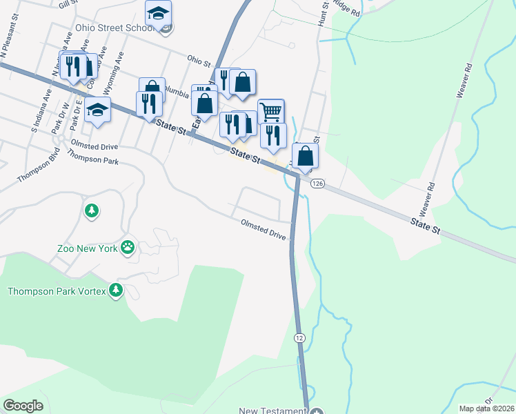map of restaurants, bars, coffee shops, grocery stores, and more near 217 David Hannon Drive in Watertown