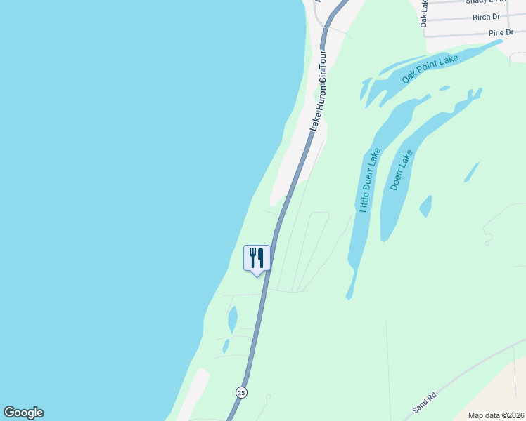 map of restaurants, bars, coffee shops, grocery stores, and more near 6202 Island Vue Road in Caseville