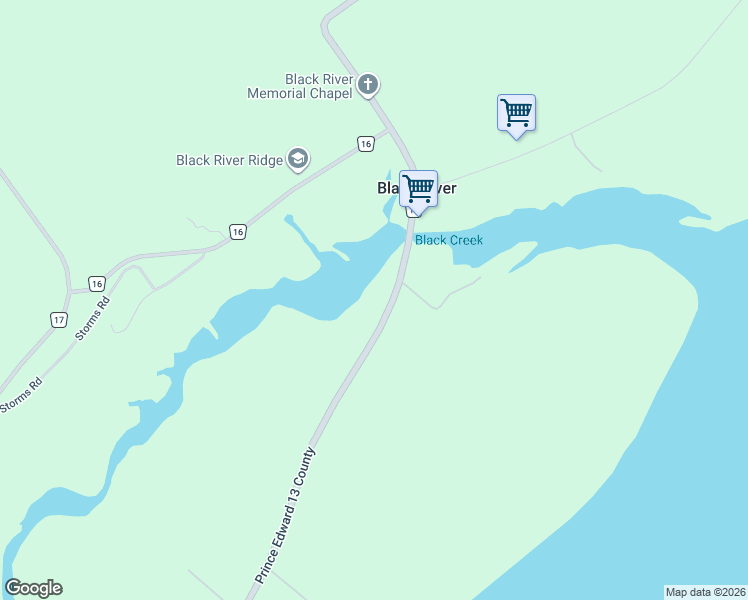 map of restaurants, bars, coffee shops, grocery stores, and more near 964 County Road 13 in Prince Edward