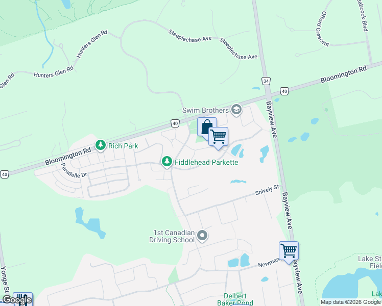 map of restaurants, bars, coffee shops, grocery stores, and more near 11 Pagean Drive in Richmond Hill