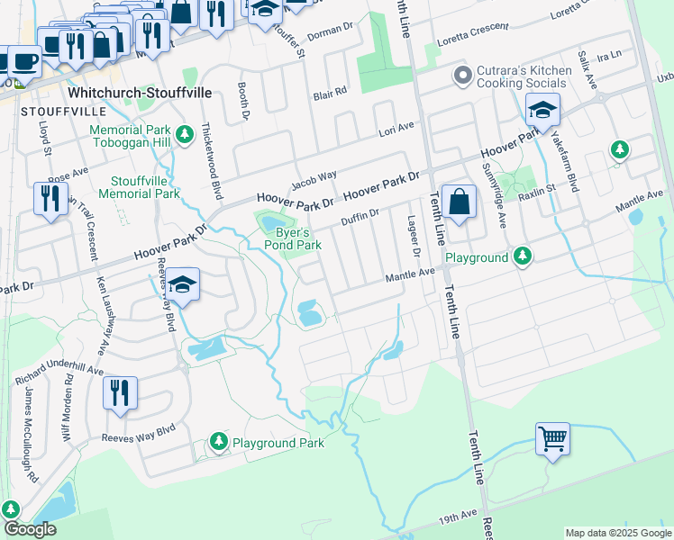 map of restaurants, bars, coffee shops, grocery stores, and more near in Whitchurch-Stouffville
