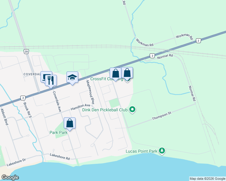 map of restaurants, bars, coffee shops, grocery stores, and more near 541 Wilson Road in Cobourg