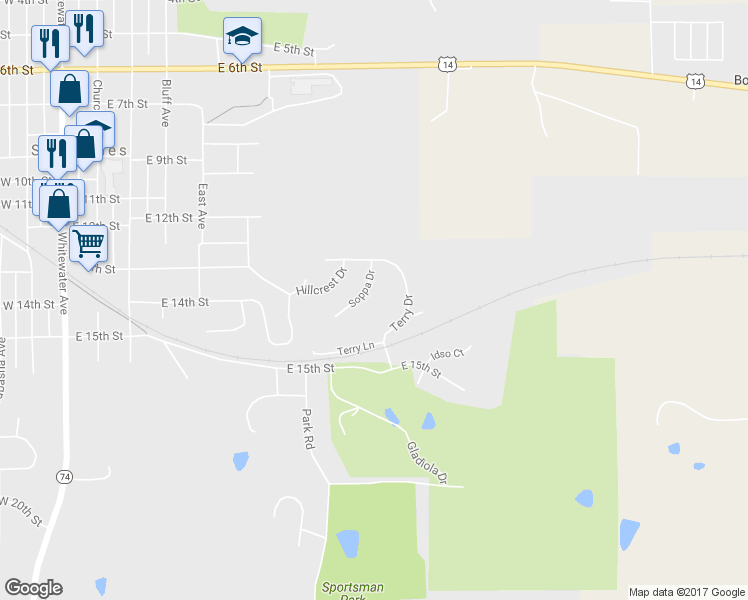 map of restaurants, bars, coffee shops, grocery stores, and more near 1337 Soppa Drive in Saint Charles