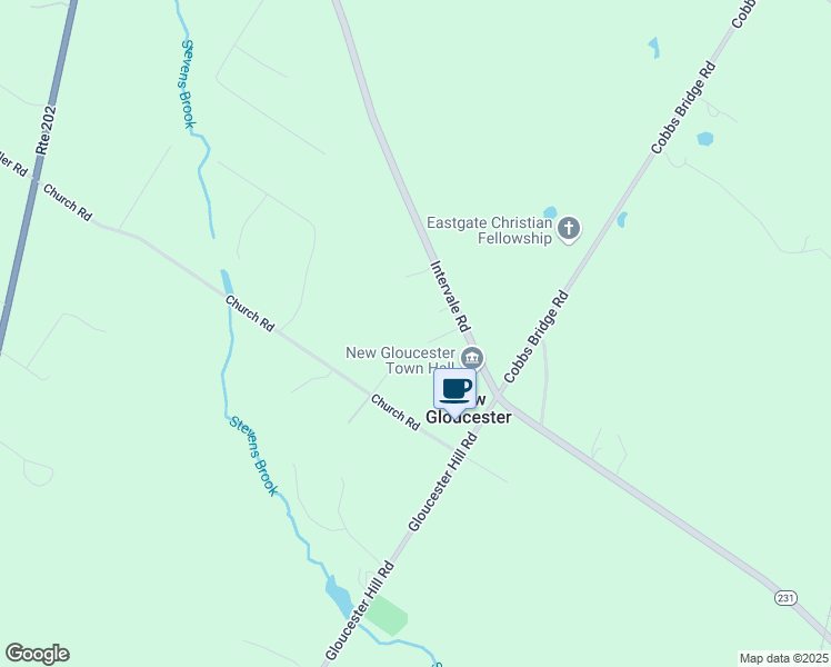 map of restaurants, bars, coffee shops, grocery stores, and more near 357 Intervale Road in New Gloucester