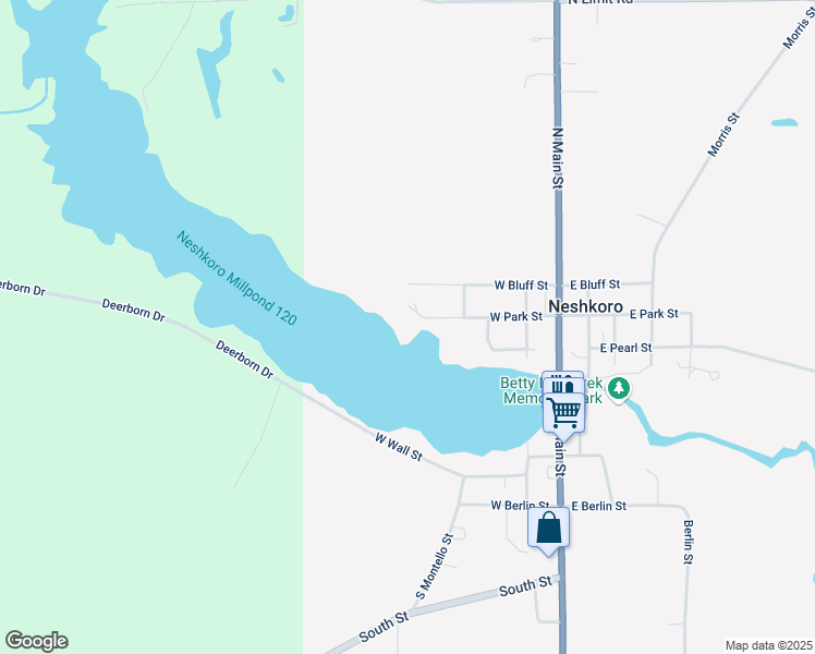 map of restaurants, bars, coffee shops, grocery stores, and more near 408 West Park Street in Neshkoro