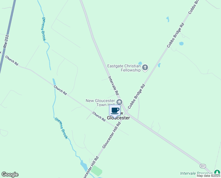 map of restaurants, bars, coffee shops, grocery stores, and more near 357 Intervale Rd in New Gloucester