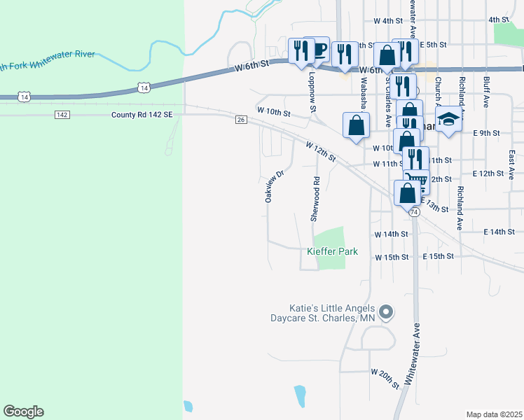 map of restaurants, bars, coffee shops, grocery stores, and more near 1324 Oakview Drive in Saint Charles