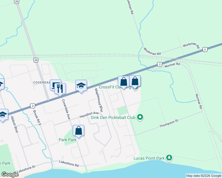 map of restaurants, bars, coffee shops, grocery stores, and more near in Cobourg