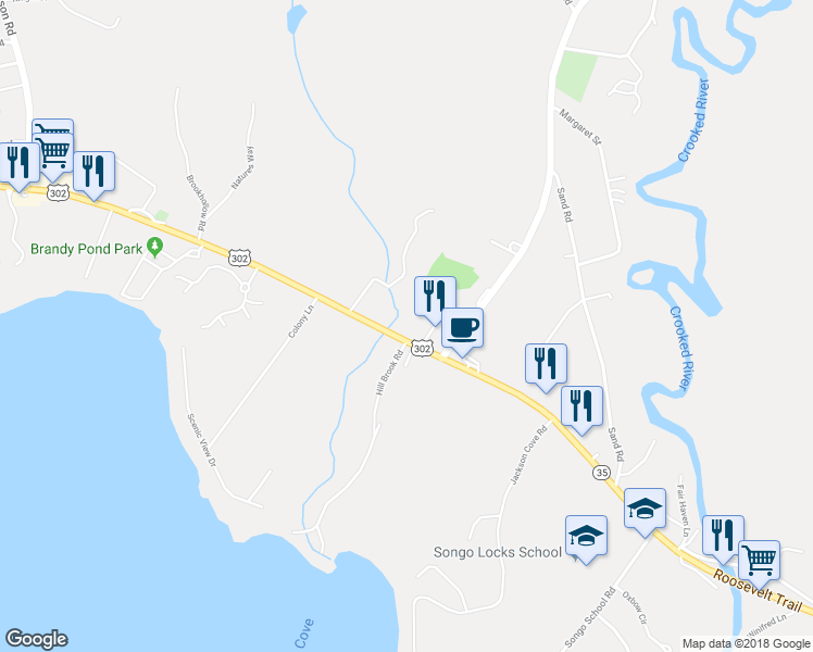 map of restaurants, bars, coffee shops, grocery stores, and more near 335 Roosevelt Trail in Naples