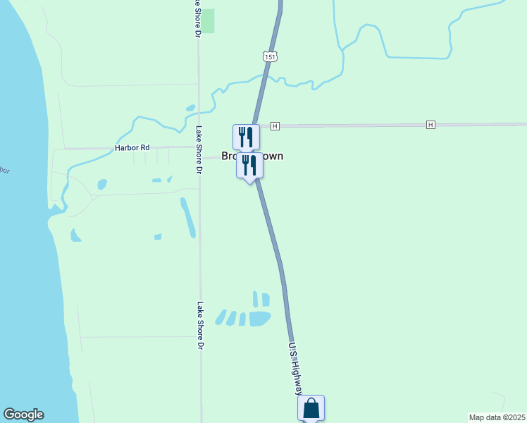 map of restaurants, bars, coffee shops, grocery stores, and more near N2155 U.S. 151 in Chilton