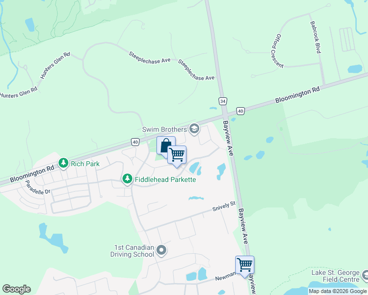 map of restaurants, bars, coffee shops, grocery stores, and more near 15 Finesse Court in Richmond Hill