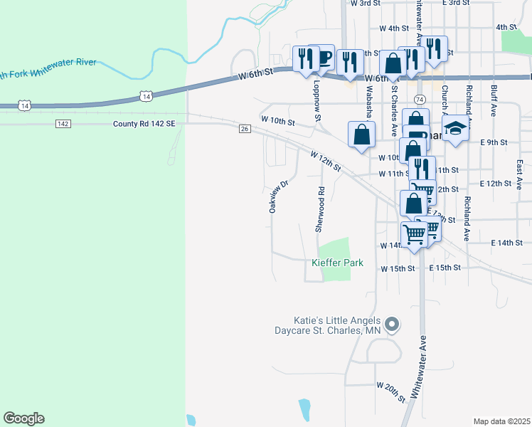 map of restaurants, bars, coffee shops, grocery stores, and more near 1196 Oakview Drive in Saint Charles