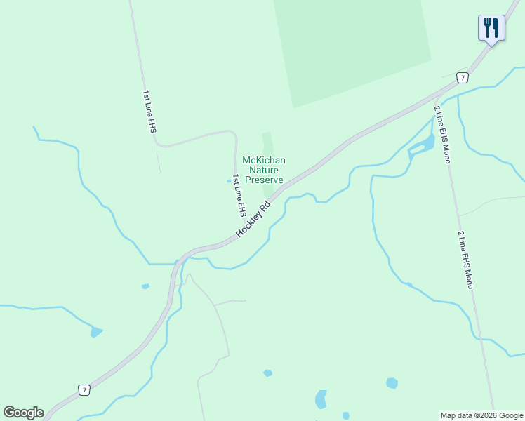map of restaurants, bars, coffee shops, grocery stores, and more near 307209 Hockley Road in Orangeville