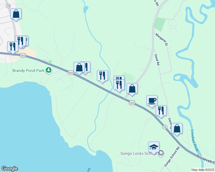 map of restaurants, bars, coffee shops, grocery stores, and more near 335 Roosevelt Trail in Naples