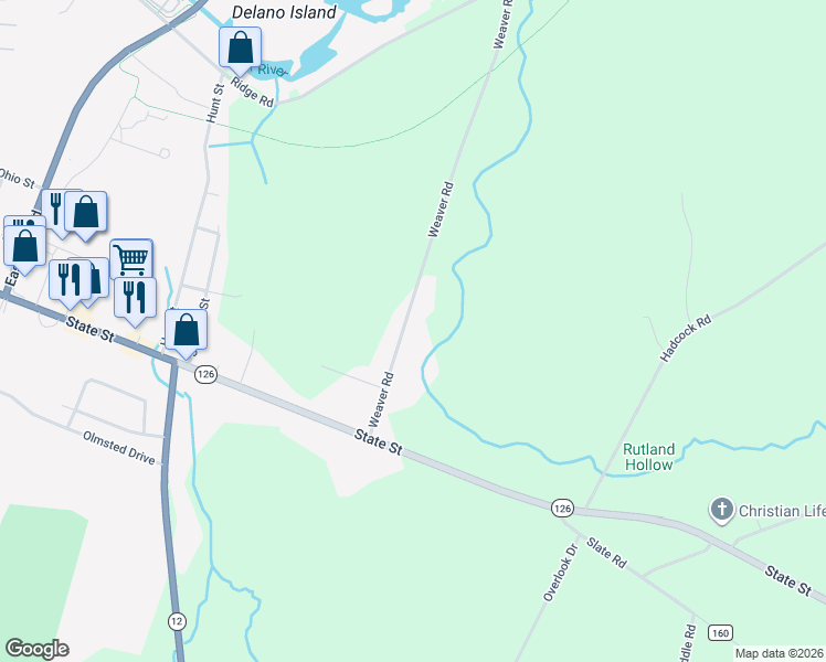 map of restaurants, bars, coffee shops, grocery stores, and more near 20682 Weaver Rd in Watertown
