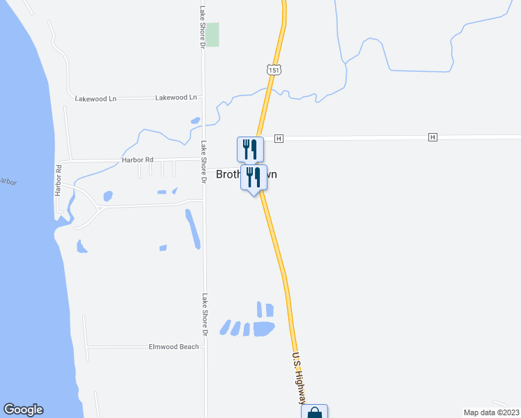 map of restaurants, bars, coffee shops, grocery stores, and more near N2155 U.S. 151 in Chilton