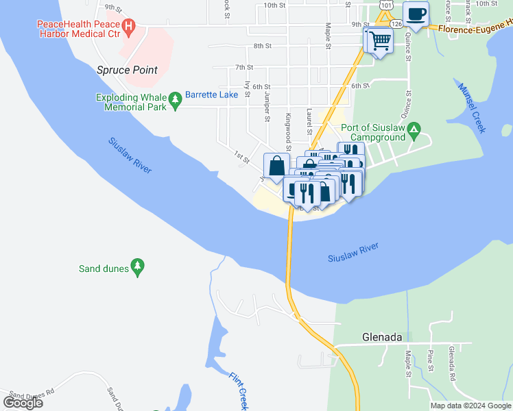 map of restaurants, bars, coffee shops, grocery stores, and more near 1200 Bay Street in Florence
