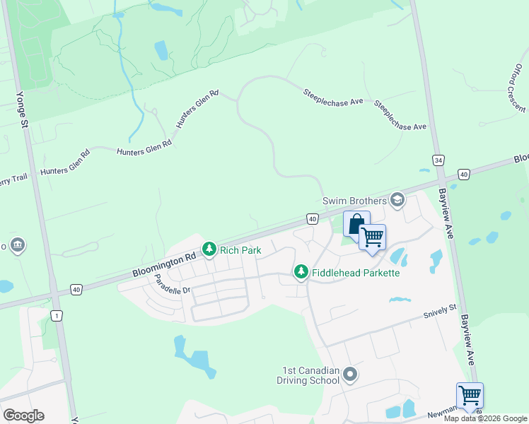 map of restaurants, bars, coffee shops, grocery stores, and more near 383 Old Bloomington Road in Aurora