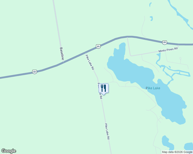 map of restaurants, bars, coffee shops, grocery stores, and more near 9630 Pike Lake Road in Clifford