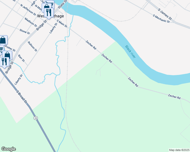 map of restaurants, bars, coffee shops, grocery stores, and more near 11691 Zecher Road in Carthage