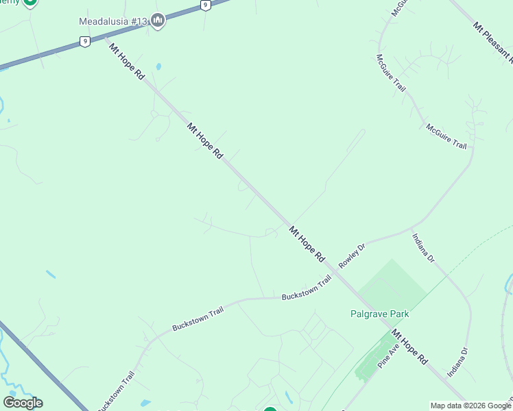 map of restaurants, bars, coffee shops, grocery stores, and more near 17522 Mount Hope Road in Palgrave