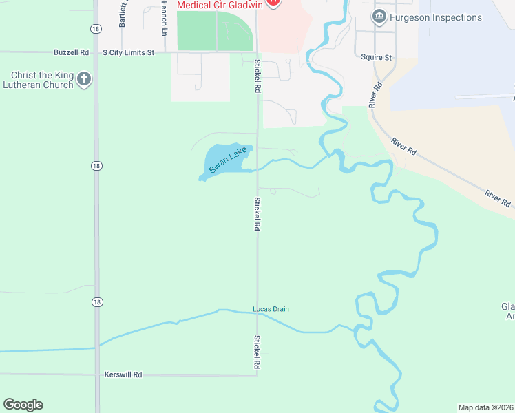 map of restaurants, bars, coffee shops, grocery stores, and more near Stickel Road in Gladwin