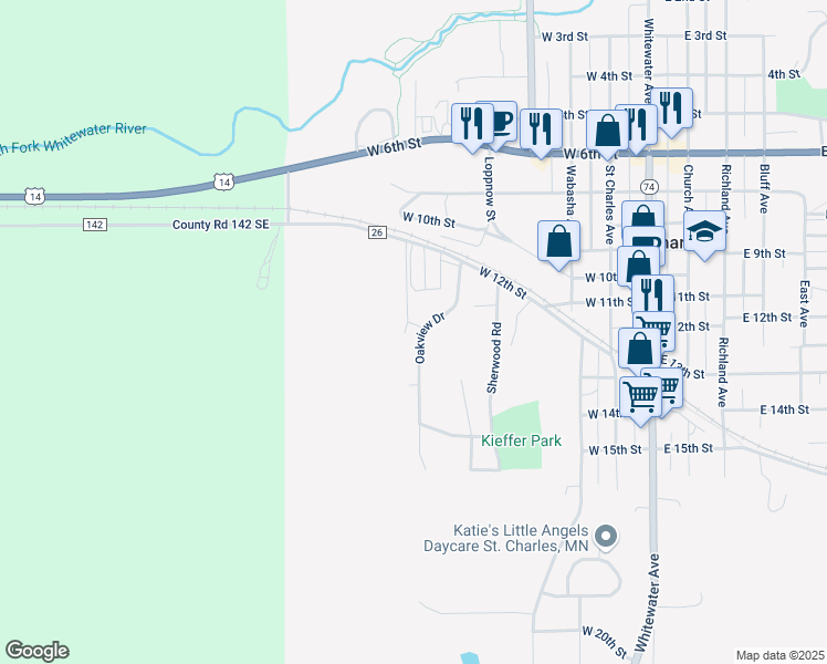 map of restaurants, bars, coffee shops, grocery stores, and more near 1196 Oakview Drive in Saint Charles