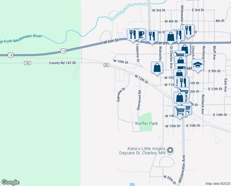 map of restaurants, bars, coffee shops, grocery stores, and more near 1196 Oakview Drive in Saint Charles