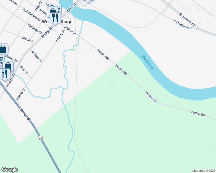 map of restaurants, bars, coffee shops, grocery stores, and more near 11691 Zecher Road in Carthage