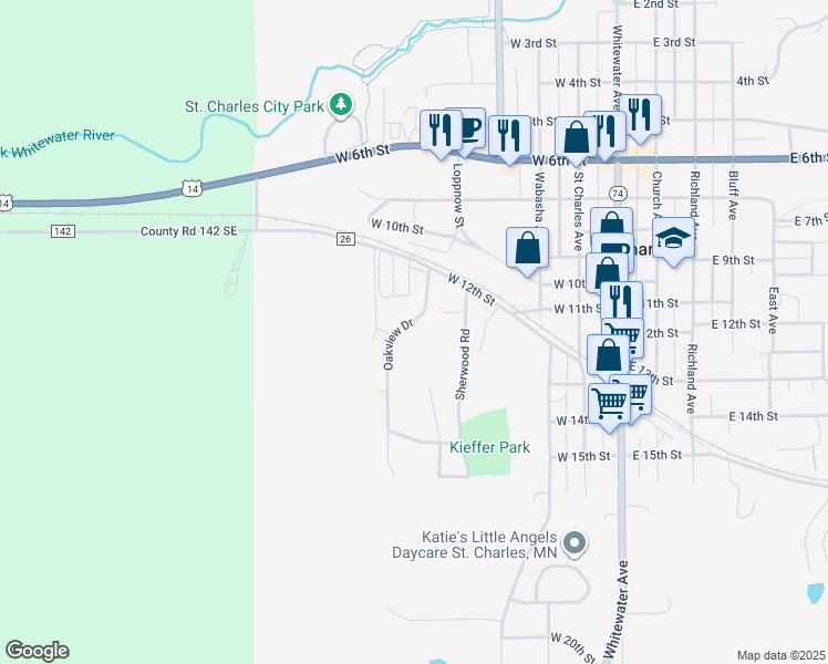 map of restaurants, bars, coffee shops, grocery stores, and more near 1113 Oakview Drive in Saint Charles