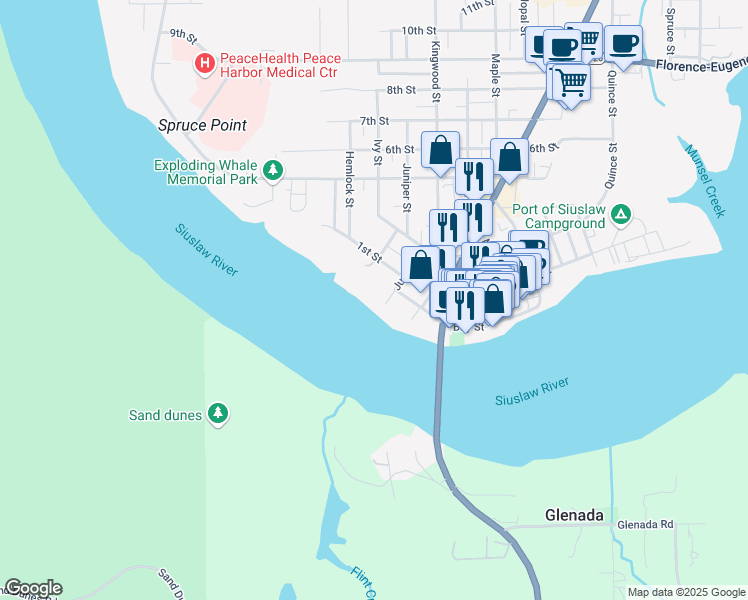map of restaurants, bars, coffee shops, grocery stores, and more near 1200 Bay Street in Florence