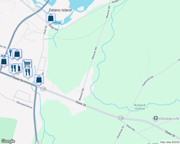 map of restaurants, bars, coffee shops, grocery stores, and more near 20760 Weaver Road in Watertown