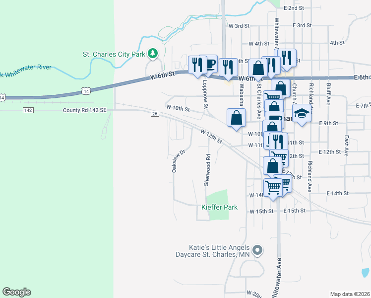map of restaurants, bars, coffee shops, grocery stores, and more near 1113 Oakview Drive in Saint Charles