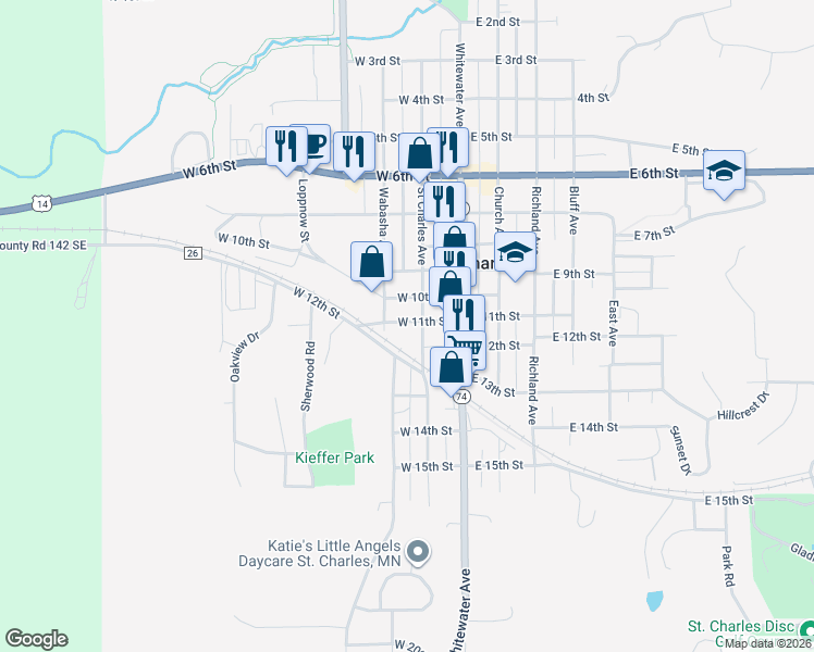 map of restaurants, bars, coffee shops, grocery stores, and more near 1012 Saint Charles Avenue in Saint Charles