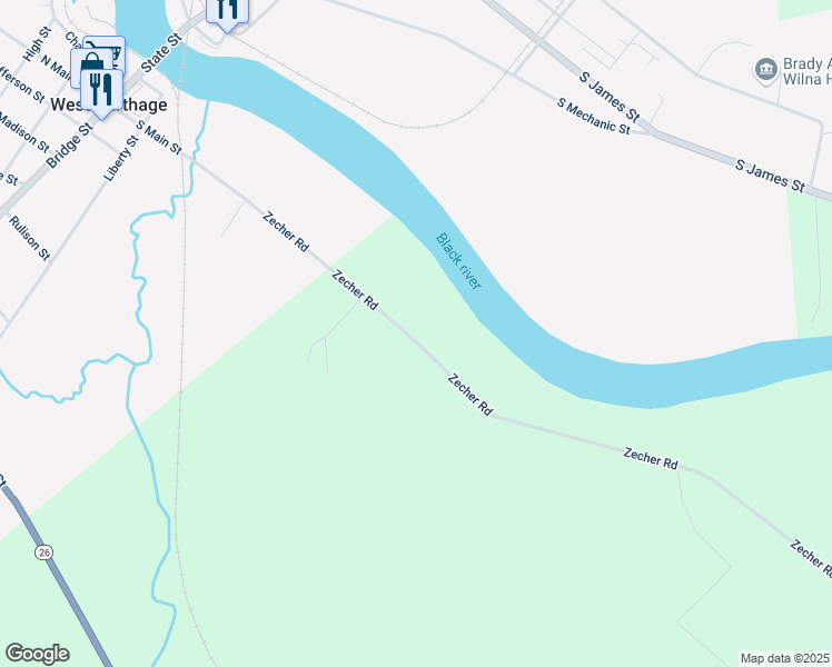 map of restaurants, bars, coffee shops, grocery stores, and more near 11674 Zecher Road in Carthage
