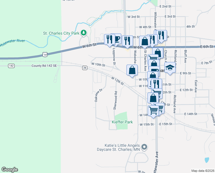 map of restaurants, bars, coffee shops, grocery stores, and more near 1097 Oakview Drive in Saint Charles