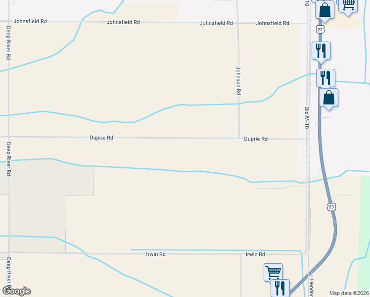 map of restaurants, bars, coffee shops, grocery stores, and more near 4113 Duprie Road in Standish