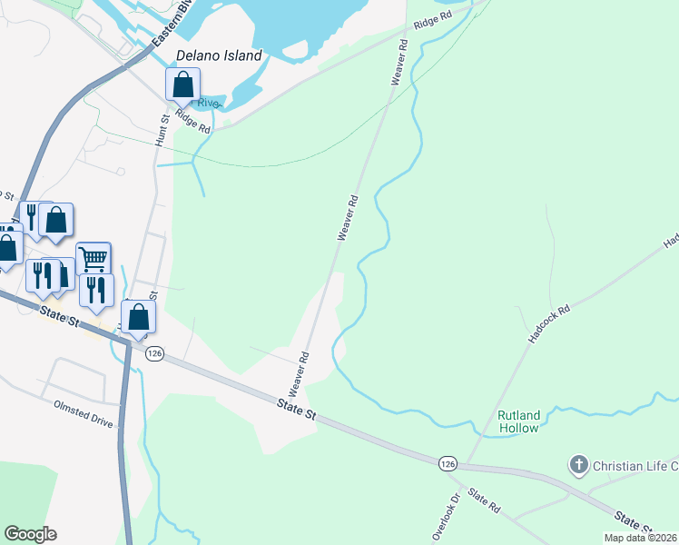 map of restaurants, bars, coffee shops, grocery stores, and more near 20760 Weaver Road in Watertown