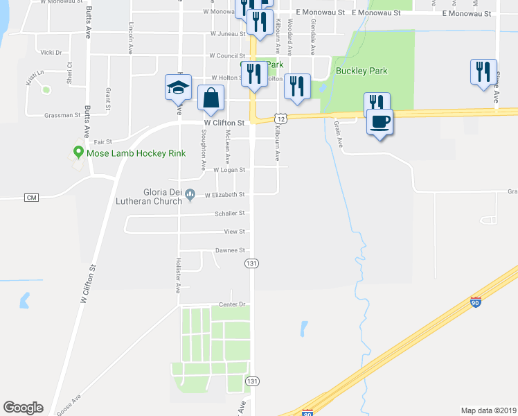 map of restaurants, bars, coffee shops, grocery stores, and more near 1910 Superior Avenue in Tomah