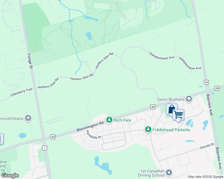 map of restaurants, bars, coffee shops, grocery stores, and more near 309 Old Bloomington Road in Aurora