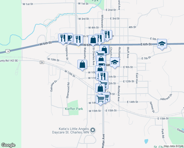 map of restaurants, bars, coffee shops, grocery stores, and more near 1012 Saint Charles Avenue in Saint Charles